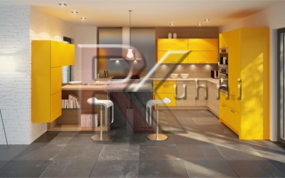 Кухня из пластика желтая