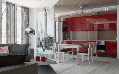 Кухня красный глянец